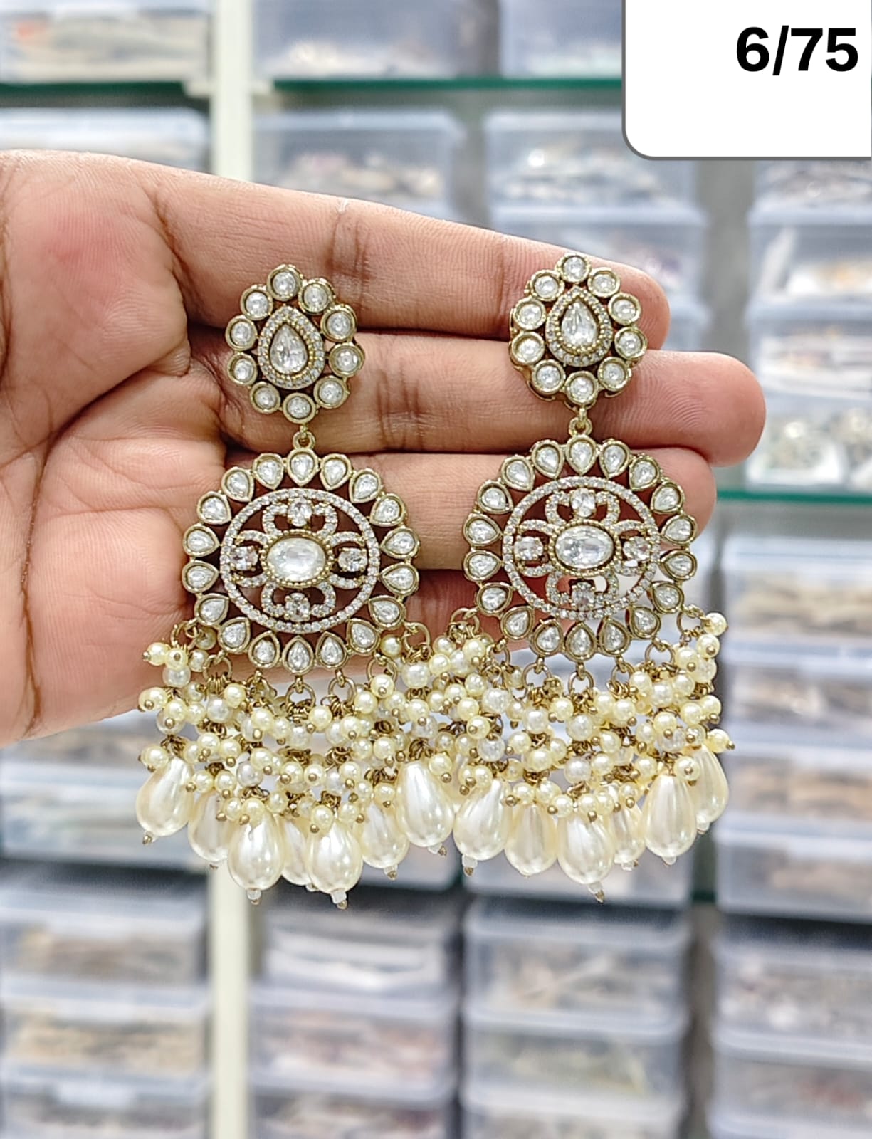Traditional CZ Kundan Beaded Jhumka Earrings – Lucentemarket